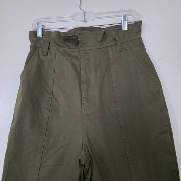 High Rise Tapered Pants Womens M/28 Waist Olive Green Boho Retro Army Y2K - Picture 2 of 9